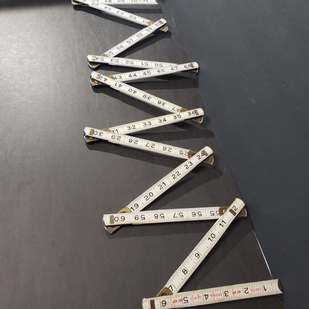 Vintage Empire Spring Joints Wooden Folding Measuring Ruler 71" Carpenter